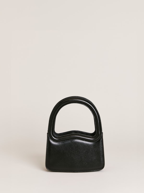 Mini Luciana Frame Handle - Black Leather